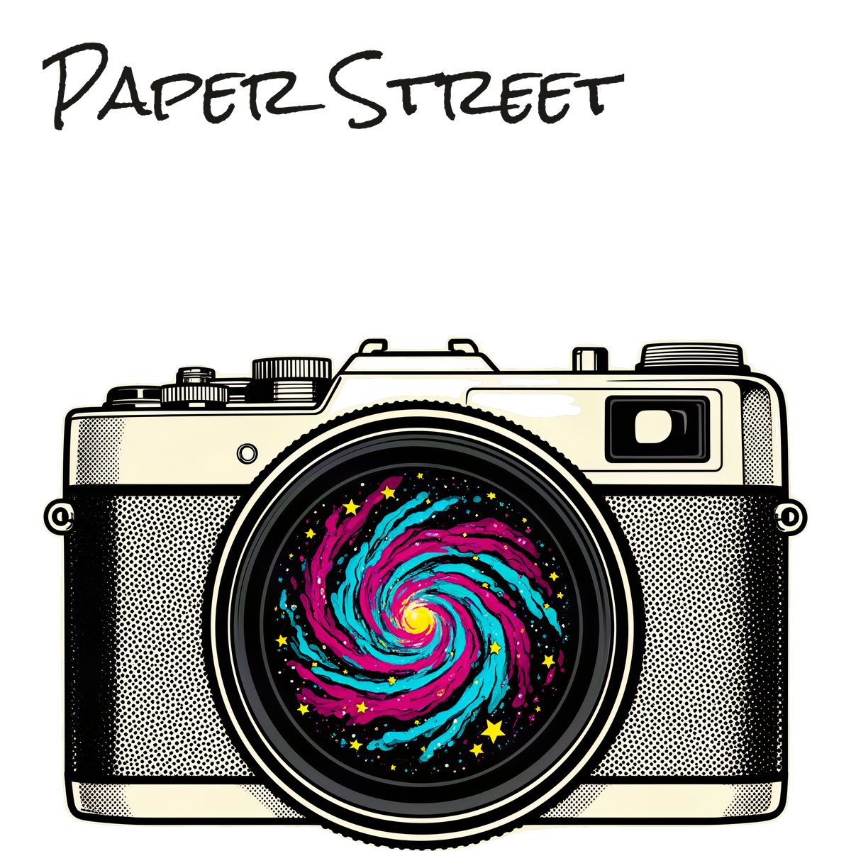 A Galaxy in the Viewfinder — an original artwork printed on 305gsm organic cotton denim or 12oz cotton canvas — you choose the bag