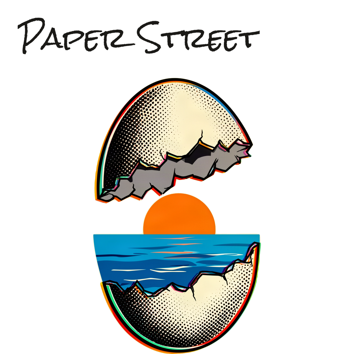 A Sunset Where the Yolk Should Be — an original artwork printed on 305gsm organic cotton denim or 12oz cotton canvas — you choose the bag