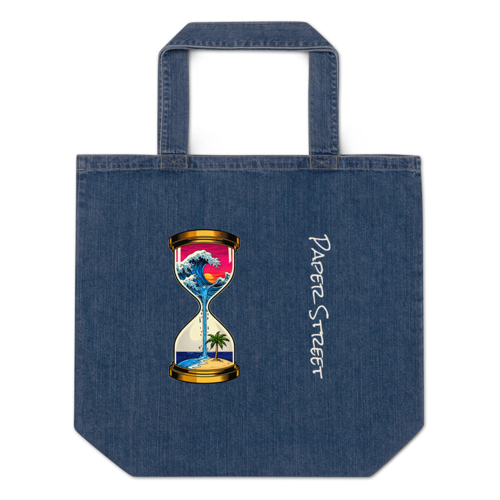 An Ocean Caught in Glass — an original artwork printed on 305gsm organic cotton denim or 12oz cotton canvas — you choose the bag